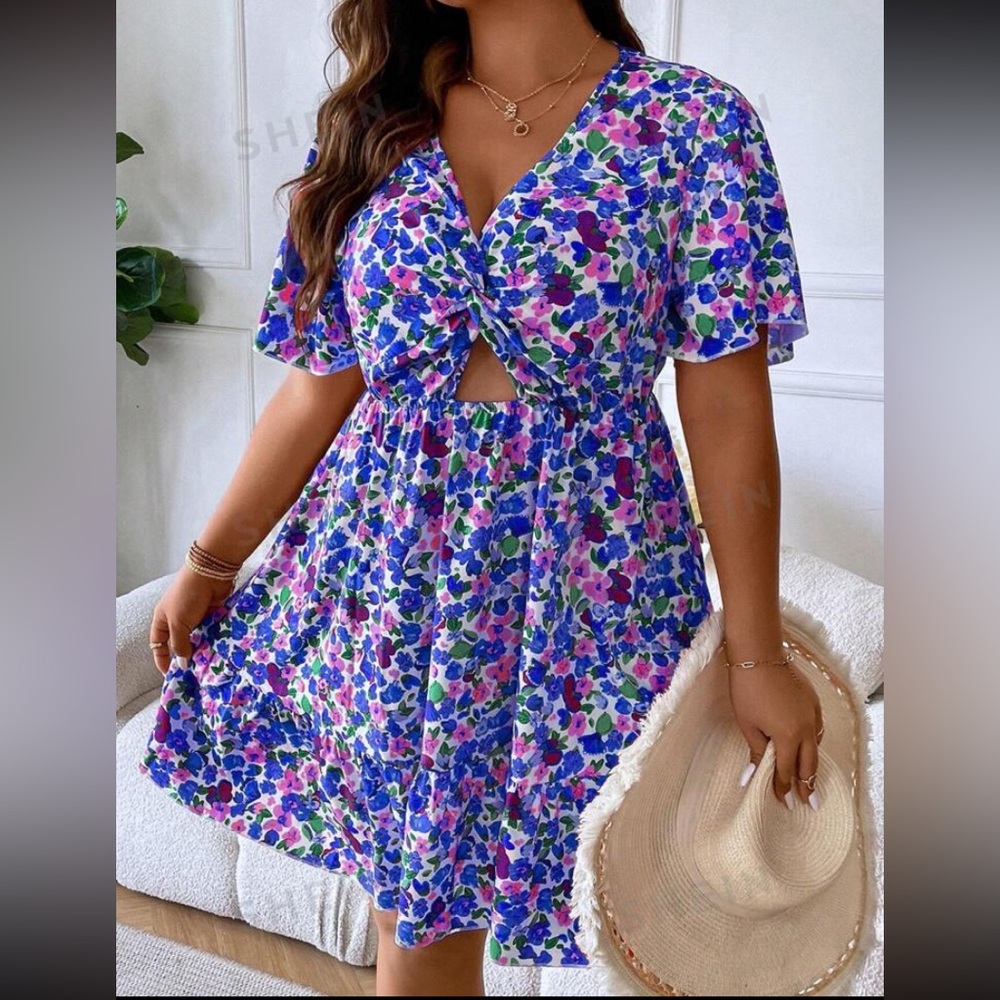 SHEIN Floral Mini Dress - Blue and Purple